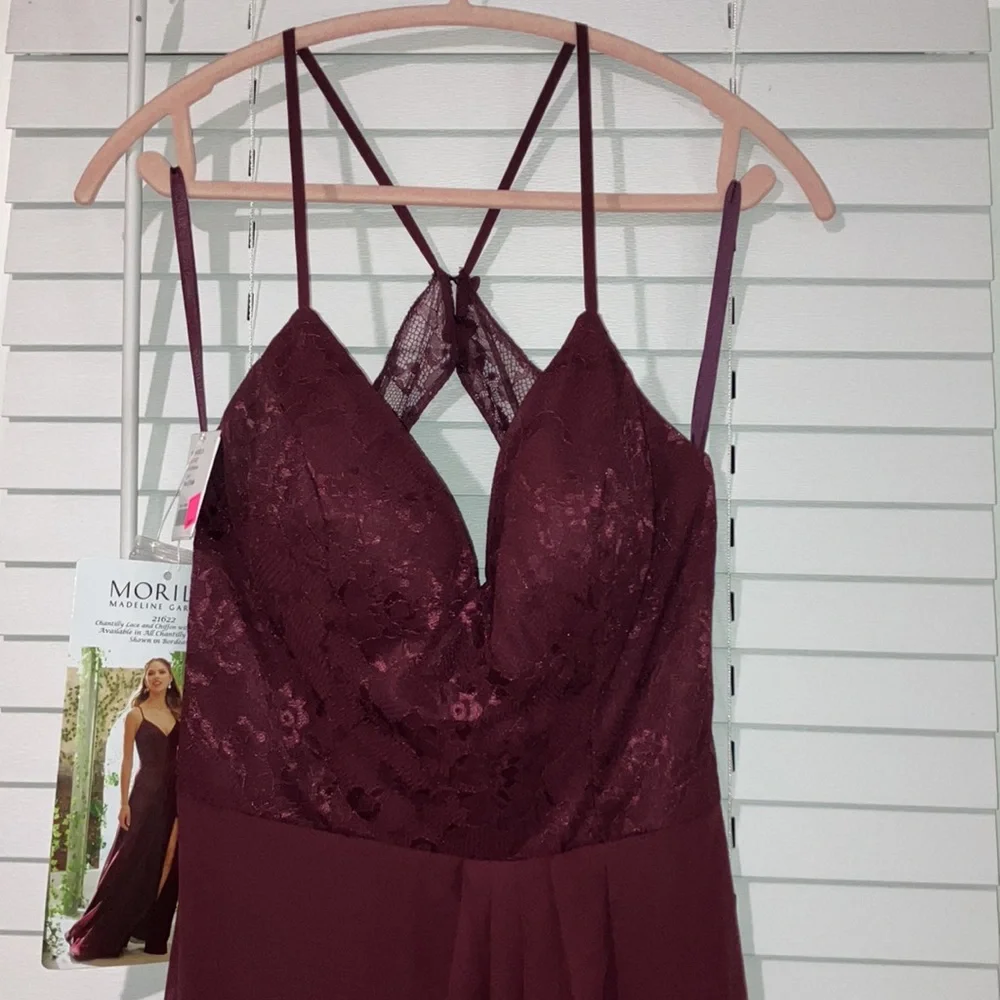 $50 SALE Mori Lee Wine Gown - Picture 2 of 11